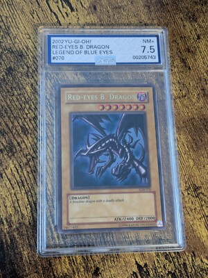 Yugioh Red-Eyes B. Dragon LOB-070 Unlimited Ultra Rare Graded AGS NM + 7.5-image