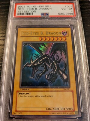 2003 Yu-Gi-Oh! 1st Edition Red-Eyes Black Dragon PSA 4 VG-EX SDJ-001 ULTRA RARE-image