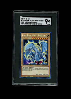 YU-GI-OH! BLUE EYES WHITE DRAGON HOLO 1st Edition SECRET RARE SGC 9 MINT! -image