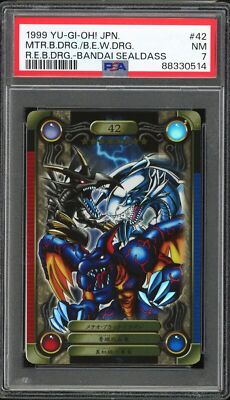 PSA 7 - 1999 YU-GI-OH! JAPANESE BANDAI SEALDASS 42 RED-EYES B DRAGON BLUE-EYES-image