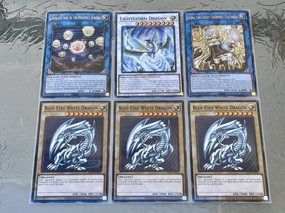 3x Blue-Eyes White Dragon SDK Art + Lightstorm + Hieratic Seal + Lyna | YuGiOh!-image