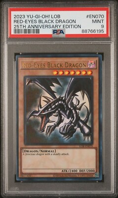 2023 Yu-Gi-Oh! Red-Eyes Black Dragon LOB-EN070 Ultra Rare PSA 9 MINT 25th-image