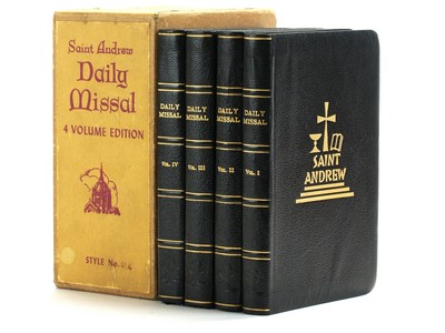 Dom Gaspar Lefebvre / SAINT ANDREW DAILY MISSAL 4 Volume Set Black Leather 1st-image