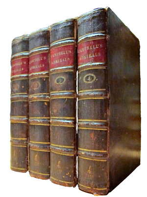1750 LIVES of the ADMIRALS John Campbell 4 vol Leather Set Naval History 2nd ed-image