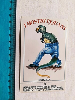 VINTAGE 80'S OLD STICKER GODZILLA I MONSTERS JEANS STICKER STICKER-image