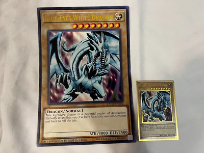 BLUE-EYES WHITE DRAGON GIANT OVERSIZED CARD + BLUE-EYES WHITE DRAGON GOLD RARE!-image