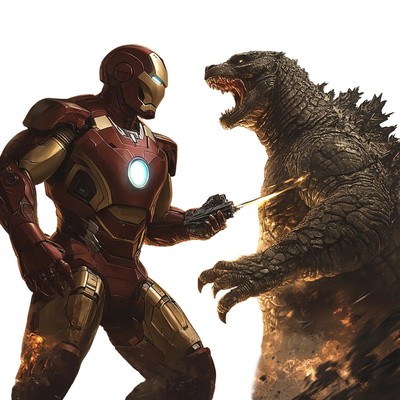 Iron Man Vs. Godzilla Vinyl Car Decal Sticker – Waterproof & UV-Resistant-image