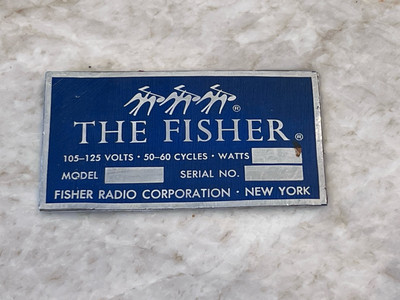 Vintage The Fisher Radio Corporation Receiver Amplifier Metal Tag-image
