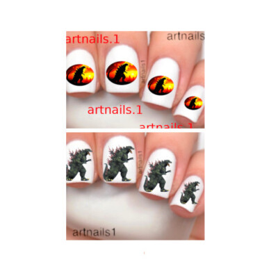 Nail Stickers Godzilla Nails Art Kaiju Cosplay Costume SET 100 Salon Polish Mani-image