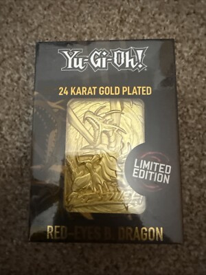 NEW SEALED - Yu-Gi-Oh 24 karat Gold Plated Card Red Eyes Black Dragon Limited Ed-image