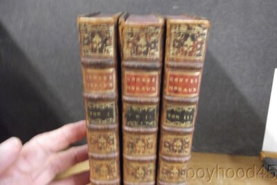 Contes Moraux (Moral Tales) Par M. Marmontel-LEATHER, IN FRENCH-3 Vol. Set-1775-image