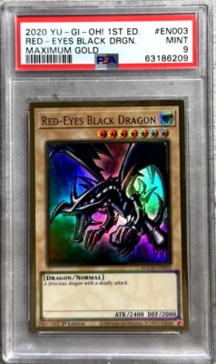 Yugioh Card 1st Ed. Red-Eyes Black Dragon Gold Rare PSA 9, MAGO-EN003 2020 (1)-image