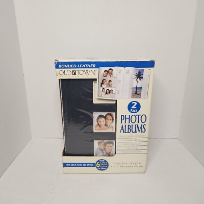 Old Town Bonded Leather 2 Photo Albums Holds 300 Photos Each NEW & Sealed in Box-image