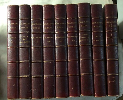 George Eliot 9 Volume Set Works Antique Marbled Leather  c. 1900 Literature-image