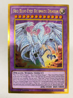 YUGIOH! Neo Blue-Eyes Ultimate Dragon MVP1-ENG01 Gold Rare 1st Edition NM-image