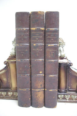 1870 3 Volume Set PAINTING IN ENGLAND*PRINCIPLE ARTISTS*Horace Walpole*Leather-image