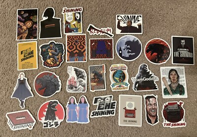 The Shining and Godzilla Laptop/water bottle stickers- NEW. 26 pack-image