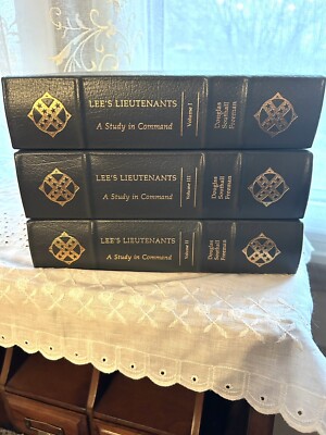 Easton Press Lee’s Lieutenants 3V Set Douglas S. Freeman Leather Ribbon Gilding-image