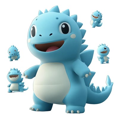 Blue Godzilla Swimming Vinyl Car Decal Sticker – Waterproof & UV-Resistant-image