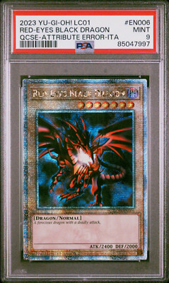 PSA 9 Red Eyes Black Dragon Quarter 25th Anniversary Yu Gi Oh ITALIAN ERROR-image
