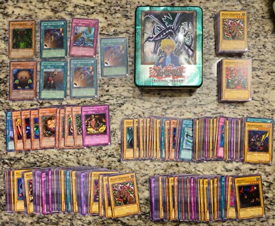 1996 Yugioh Lot - Red Eyes Black Skull Dragon + Collectors Tin + Bulk Cards-image