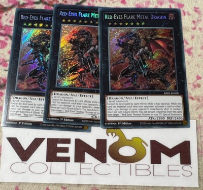 3x (M/NM) *EURO* Red-Eyes Flare Metal Dragon RA01-EN038 Secret 1st Ed YuGiOh-image