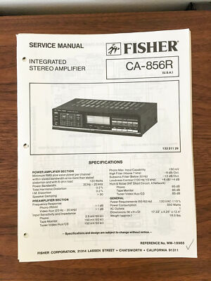 Fisher CA-856R Amplifier Service Manual *Original*-image