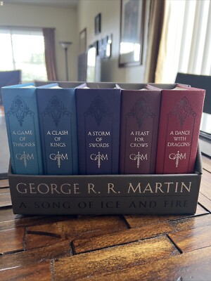 George RR Martin Game Of Thrones A Song Of Ice And Fire Book Set Leather 5 Books-image