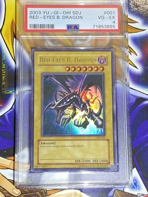 Red-Eyes B. Dragon - SDJ-001 - PSA 4 VG-EX - Ultra Rare Unlimited Yugioh -image