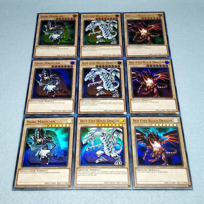Yugioh Ultra Rare Blue Eyes White Dragon Dark Magician Red Eyes Black 9 Card Set-image
