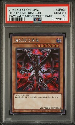 Red-Eyes Black Dragon PAC1-JP031 Secret Rare Alt Art Japanese Yugioh PSA 10 Gem-image