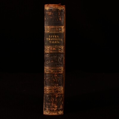 c1840 Lives Travels and Tales Privately Bound Set of Biography, Travel, Fiction-image