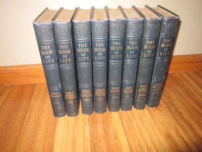 Antique Bible Book Set 8 Vol Book Of Life 1927 Leather  Illustrated #TC-image