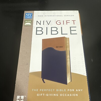 NIV Bible Zondervan, Faux Leather/Gold Leaf, 2011 Navy & Brown Red Letter-image