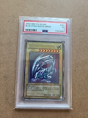 2002 Blue Eyes White Dragon SDK-001 Ultra Rare Yugioh Card PSA 3 HOLO BLEED-image