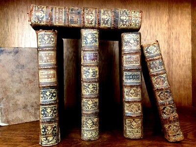 OLD BOOK Leather Antique Binding from 1700s - Literature, History, Religion Etc-image