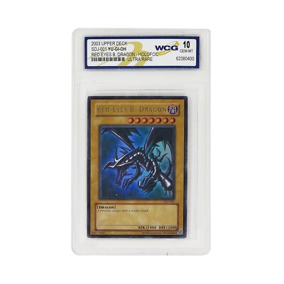 Yu-Gi-Oh Red-Eyes Black Dragon Card 2003 SDJ #001 - WCG 10 GEM MT -image