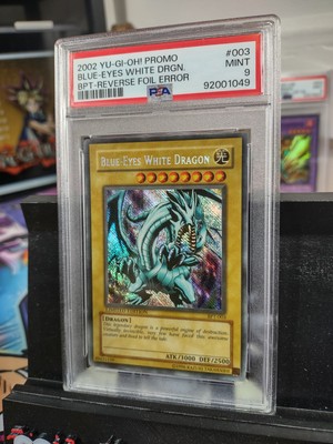 Yu-Gi-Oh! 2002 BPT-003 Blue-Eyes White Dragon Reverse Foil Error PSA 9-image
