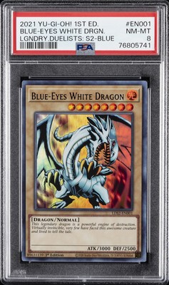 2021 YU-GI-OH! LEGEND DUELISTS: SEASON 2 #EN001 BLUE-EYES WHITE DRAGON PSA 8-image