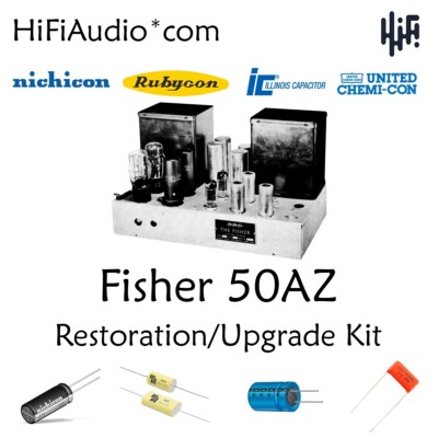Fisher 50AZ amp amplifier restoration recap repair service rebuild capacitor kit-image
