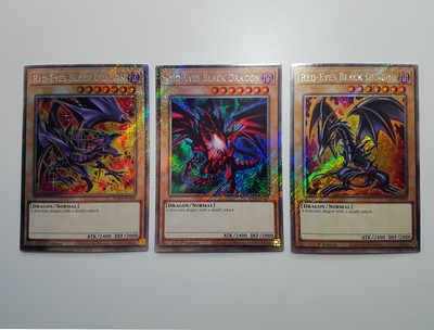Yugioh 3x Red Eyes Black Dragon RA04-EN109 Platinum Rare Set - All 3 Variants-image