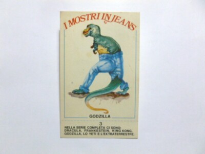 OLD STICKER / Old sticker I MONSTERS IN JEANS GODZILLA n.3 (cm 7 x 12)-image