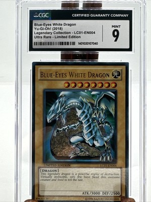 2010 Yu-Gi-Oh Blue-Eyes White Dragon CGC 9 MINT 1st Ed LC01-EN004 Ultra Rare!-image