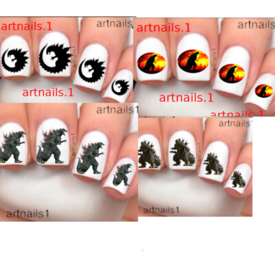 Godzilla Nails Kaiju Cosplay Costume SET Nail Art 200+ Decals Salon Polish-image