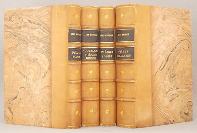 JEAN ANOUILH 4 VOLUME SET Demi-Cuir ~ Pieces Noires Nouvelles Roses Brillantes-image