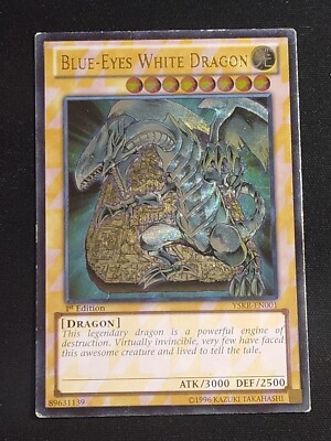 Blue Eyes White Dragon UTR 1st Edition Yu-Gi-Oh Card YSKR-EN002 Ultimate Rare LP-image