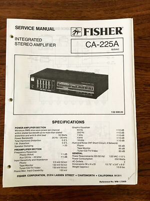 Fisher CA-225A Integrated Amplifier Service Manual *Original*-image