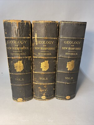 The Geology of New Hampshire 1874, 77 & 78. 1st Ed.  3 - Volume Set Very Rare-image