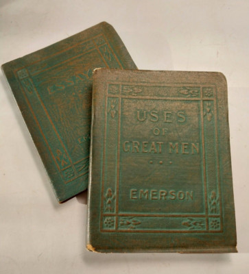 R W Emerson Essays & Uses of Great Men Little Leather Library Miniature Book Set-image