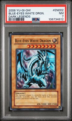 2008 YU-GI-OH! DARK LEGENDS #EN002 BLUE-EYES WHITE DRAGON PSA 7-image
